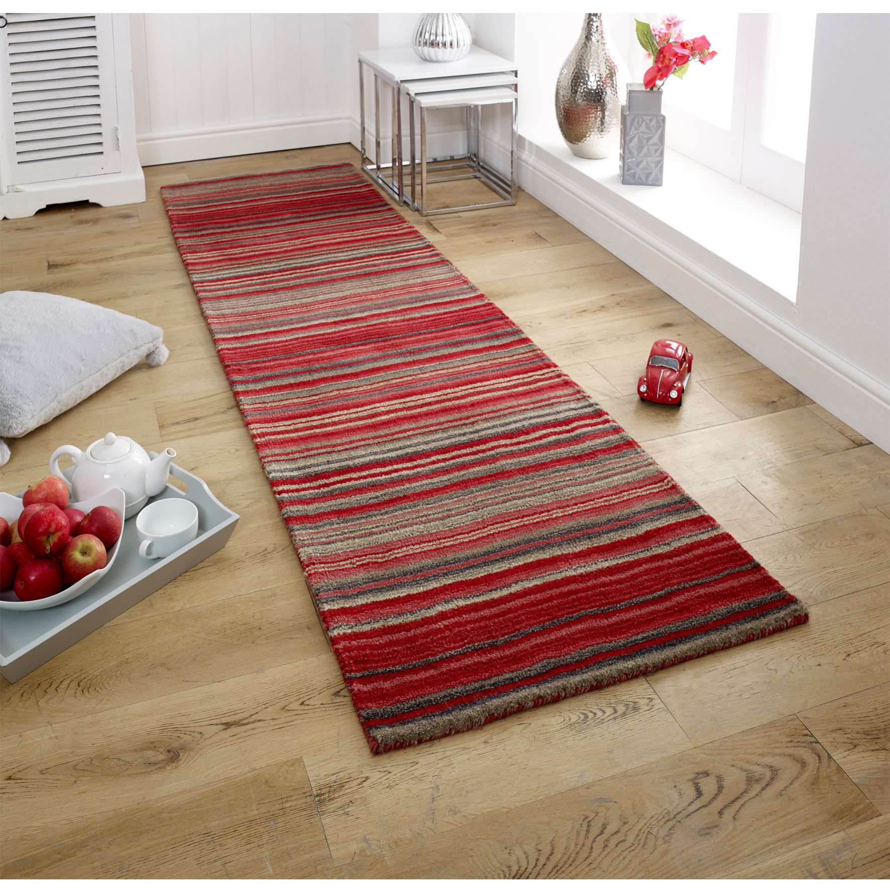 Carter Striped Rug Red